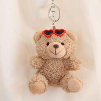 Teddy Bear Keychain: Sweater Bear Backpack Charm & Graduation Gift 10 cm, Flat Ring Buckle beige