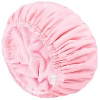 1Pcs Women Waterproof Shower Cap Adjustable Polyester Absorbent Ultra Fine Fiber Dry Hair Bath Cap Hair Bonnet for Sleeping pink