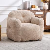 Bean Bag Chair with Shredded Sponge Filler ,Faux Fur Beanbag Sofa with Armrests , for Living Room, Bedroom & Reading,No Assembly Required ,Beige 95 x 95 x 79 cm smėlis