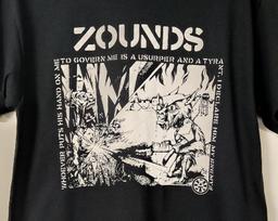 ZOUNDS T-shirt punk anarcho-punk crass mob conflict omega tribe crass 100 black