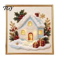 3D Bead Art for Adults Xmas Faux Pearl Kit, DIY Santa Claus Painting Christmas Leisure Craft Kits Tree Reindeer Set Adults, Holiday Home Wall G beige