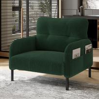 Velvet Fabric, Comfortable Seat Depth, Armrests with Side Pockets, Solid Structure, Suitable for Various Scenes, Living Room, Bedroom and Study