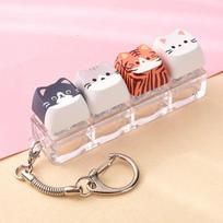 4 Keys Cat Fidget  Keychain Creative Keycap Keychain Cute Cat Mechanical Keyboard Keyring  Gifts Style 1 gray
