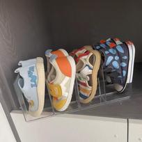 Shoe Organizer, Kids Rack, SpaceSaving Storage, Large Capacity 1 Pack 4Grid 1 Pack 4-Grid gray