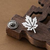 Stainless Steel Maple Leaf Brooch, Hollow Leaf Design with Branching Edge and Vein Details, black