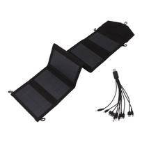 Saulės skydelis Įkroviklis IP65 Sulankstomas 20W 5V USB Nešiojamas saulės skydelis išmaniųjų telefonų, planšetinių kompiuterių įkrovimui black