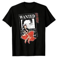 Nico Robin Wanted Poster One Piece TShirt Anime Character Bounty Print Crew Neck Premium Breathable Casual Streetwear Tops L white