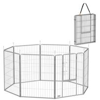Pet Enclosure, Dog Fence, Pet Playpen, Flexibly Adjustable, Stainless Steel 160 x 160 x 100 cm sidabras