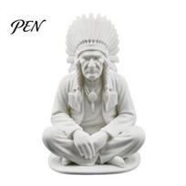 Small Matte Finish Sculpture Native American Sculpture, 3D Printed Collectible Decor with Serene Tribal Details, One-piece Molded Figurine White balta