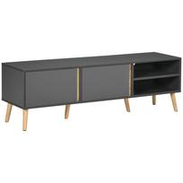 TV Stand for TVs up to 55 Inches Scandinavian 2 Doors 2 Niches with Cable Holes 150 x 35 x 45 cm Dark Grey 150 x 35 x 45 cm