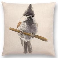 Newest Birds Painting Cushion Cover Robin Titmouse Toucan Fairy Sparrow Firecrest Cardinal Bullfinch   Design Availablea,(7) 30X30CM gray