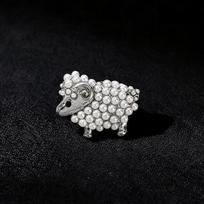 1Pcs Vintage Pearl Goat Lamb Brooches Women Men Alloy Sheep Animals Weddings Party Brooch Pins Gifts A4 gray