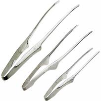Nagao Clever Tongs Economy Type Mirror Finish Set Stainless Steel for and Barbecue Made in Japan Tsubame-Sanjo 3-Size Grilling, Pasta, Camping, white