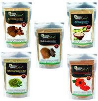 Online Quality Store Amla Reetha Shikakai, Bhringraj and Hibiscus Powder, 200g, Multicolor & Online Quality Store Multani Mitti, 200g with Chanda black