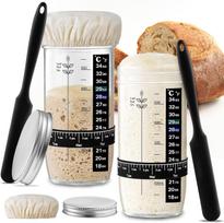 2pc Gl Sourdough Starter Jar 24 oz Organic Sourdough Starter Kit Bread Baking Supplies beige