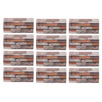 12vnt plytelių sienos lipdukas, sutirštintas PVC, lipnus, atsparus vandeniui, retro plytų efekto sienos lipdukas L FG L05 gray