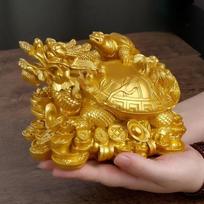 1pcs Resin Gold Feng Shui Dragon Turtle Figurine Tortoise Statue Coin Money Wealth Animal Ornaments For Home Office Table Decor 5.5x3.5x3.5cm brown