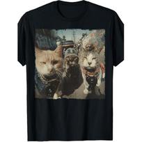 Funny Cat Gangster T-Shirt | Casual Crew Neck, Slight Stretch Fabric, Regular Fit, Print Pattern, Perfect For Men, All-Season Wear 3XL juoda