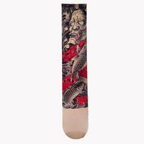 Flower Japanese Style Full Leg Tattoo Socks Breathable Elastic Fake Tattoo Socking Thin Seamless Sun-proof Socks Fishing One Size black