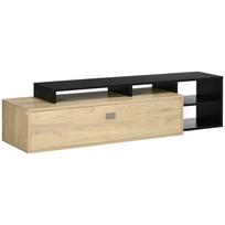 TV Stand Cabinet, TV Unit for TVs 32 -65 , TV Cabinet with Movable Top Shelf, Storage Shelves and Flip Door for Living Room, Natural 163 x 40 x 38 cm