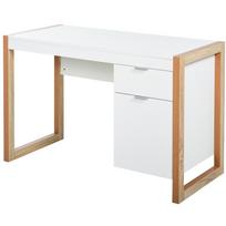 Erdvus rašomasis stalas su stalčių spintelės rėmo formos kojomis, modernaus stiliaus, 112,5x50x75,5 cm, baltas 112.5 x 50 x 75.5 cm