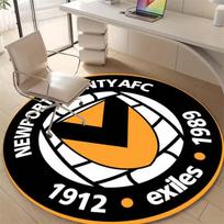 Newport County AFC Orange Black Shield Circular Area Rug English Football Round Floor Carpet Gaming Chair Living Room Bedroom Decor Mat 60x60cm( 15x23in ) white