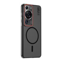 Suderinamas Huawei P60 telefono dėklas Huawei P60/P60 Pro magnetinis minkštas matinės odos permatomas lengvas spalvotas kietas dėklas minkštas matinės juodos spalvos