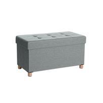 Songmics sulankstomas suolas-taburetė su daiktų laikymo vieta ir dangčiu, pagrindas iš masyvmedžio, taupantis vietą, 65 l talpa, iki 300 kg, 76 x 38 x 40 cm pilka spalva