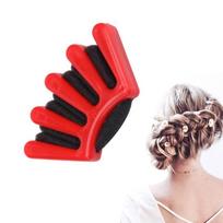 2PCS Fast Working Braid Maker Portable Size Bun Maker Homemade Twist Braid Tool  For Girls raudona