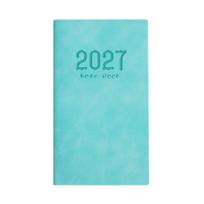 Small Personal Memo Book 2027 A6 Weekly Planner, 365 Day English Schedule Pocket Notebook Office Productivity Journal with Ribbon raudona