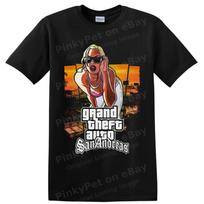 Grand Theft Auto San Andreas Sunset Blonde Woman Graphic T Shirt Video Game Tee M brown