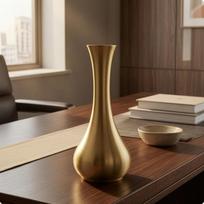Aged Brass Vase MetalLike Finish Slender Neck Narrow Mouth black