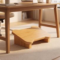 Medinis pėdų atrama su batų laikikliu | Ergonomiškas, tvirtas, po stalu esantis pėdų atrama, studijų kambariui L mediena S_White beige