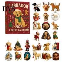 Indoor Festive Hanging Ornaments 2026 Labrador Advent Calendar, 24 Days 2D Flat Acrylic Dog Christmas Unique Gift for Owners Countdown Collectible Little Dog beige