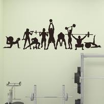 1sheet Translucent PVC Self Adhesive Wall Stickers Waterproof Building Decals for Home Living Room Bedroom Wall Decoration Weightlifting 600x300mm white