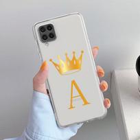 Case For Samsung Galaxy A52 A12 A51 A71 A32 A21s A22 A53 A23 A13 A03 A02 A41 A33 A11 A72 A73 Phone Cove Crown Letters A B C Samsung A20e gray