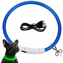 Šviečiantis LED antkaklis šunims, mėlynas, iki 40 cm