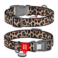 Šuns antkaklis WAUDOG, 33-49 cm, nailoninis, 25 mm, su QR žetonu, leopardinis