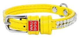 Odinis šunų antkaklis WAUDOG, 9 mm, 18–21 cm, geltonas, su kristalais