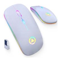 Belaidė tyliai veikianti pelė su RGB LED pašvietimu, balta