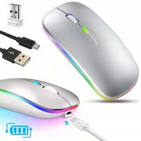 Belaidė pelė Bluetooth ir USB, 2,4GHz, LED, įkraunama, sidabrinė