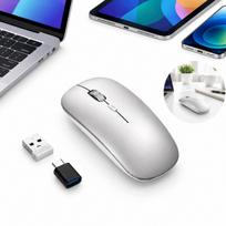 Belaidė pelė Bluetooth 2.4G, tyli, 3 DPI, Type-C, sidabrinė, nešiojamajam kompiuteriui