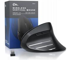 Ergonominė belaidė vertikali pelė CSL, juoda, USB adapteris, 2,4 GHz