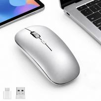 Belaidė itin plona Bluetooth pelė, 2.4G, Type-C, tyliai veikianti, 3 DPI, sidabrinė