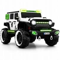Vaikiškas akumuliatorinis visureigis JEEP 4x4, 4x100W, EVA ratai, LED žibintai, MP3