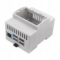 Raspberry Pi 5 DIN bėgio korpusas su aušintuvu ir ventiliatoriumi, ABS