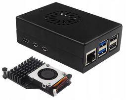 Aliuminis korpusas Raspberry Pi 5 su ventiliatoriumi ir radiatoriumi