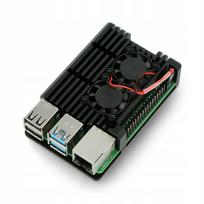 Raspberry Pi 4 aušinimo korpusas su ventiliatoriumi, juodas