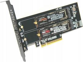 NVMe SSD adapteris dviem diskams, PCIe 5.0/4.0/3.0