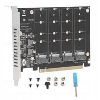 SSD adapteris M.2 NVMe, PCIe x16, 4 lizdai (4x32Gb/s), su LED indikatoriais